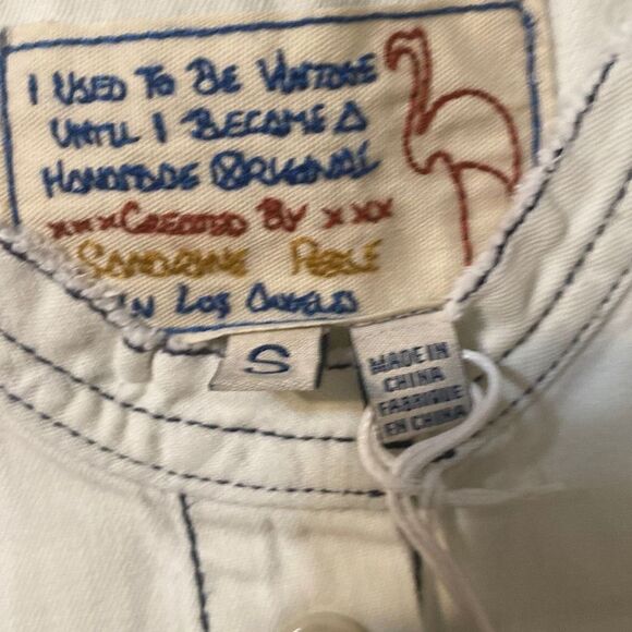 Sandrine Rose Women's Dust White Mandarin Collar Button Shirt Size S - Picture 6 of 10